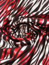 Black/Fire Engine Red/Silver Polyester/Spandex Abstract Tie-Dye Look Animal Foil Print Activewear Knit - Elite Sportswear - 58W