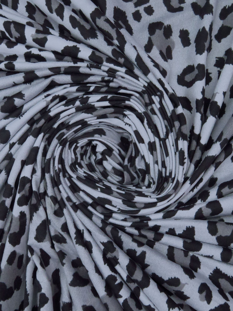 Light Slate Gray/Granite Gray/Black Polyester/Lycra Animal Spot Print Double Brushed Knit 58W