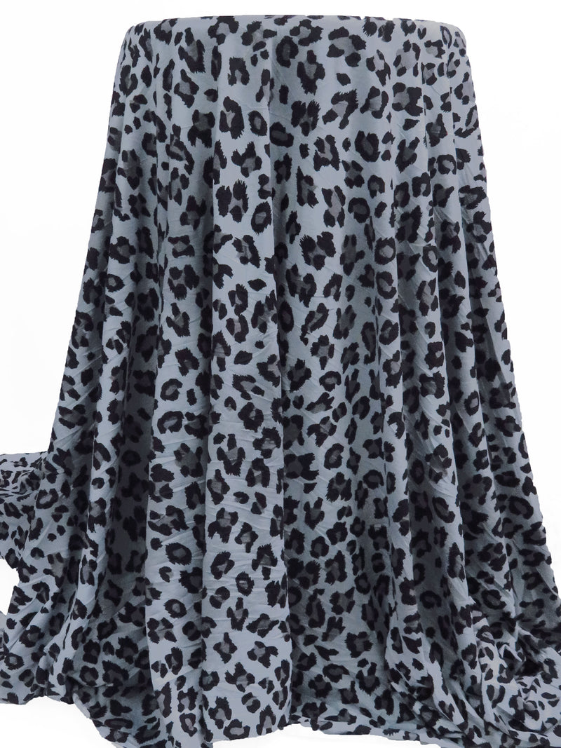 Light Slate Gray/Granite Gray/Black Polyester/Lycra Animal Spot Print Double Brushed Knit 58W