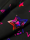 Black/Multi Polyester/Spandex Stars Foil Print Activewear Knit - Elite Sportswear - 56W