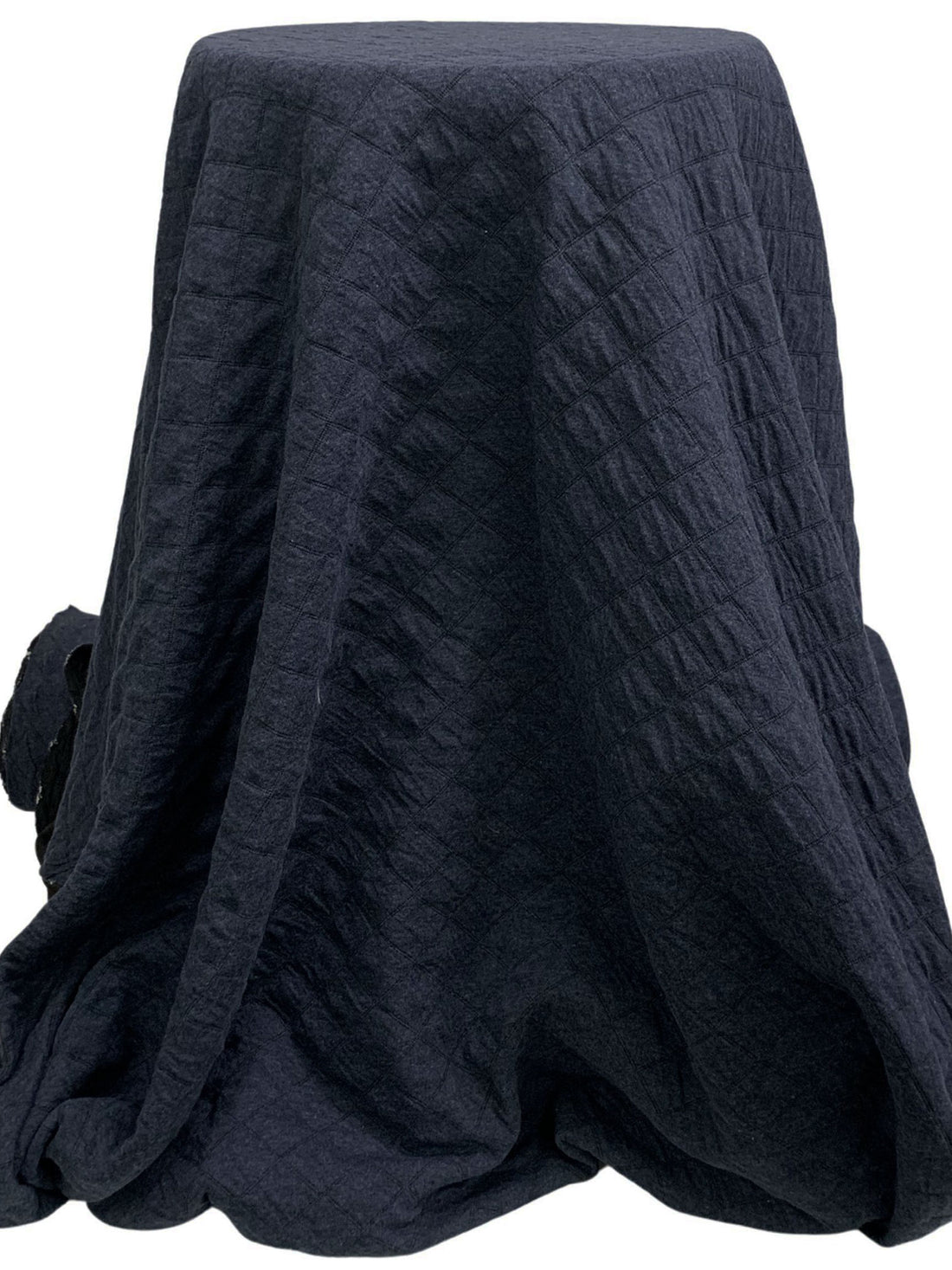 Heathered Charcoal Blue 100% Polyester Diamond Quilted Double Knit 54W