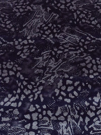 Blueberry/Aluminum Polyester/Spandex Abstract Animal Metallic Print Stretch Velvet Knit 56W