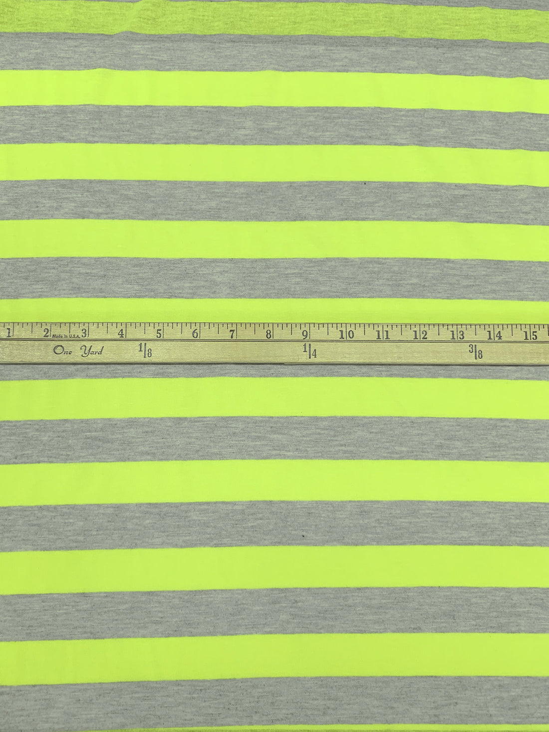 Bright Lime/Heathered Gray 100% Polyester Horizontal Stripe Tissue Jersey Knit 59W