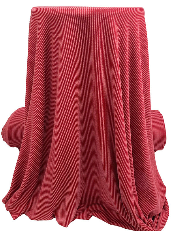 Royal Red/Pale Strawberry Polyester/Rayon/Spandex Vertical Raised Rib Knit 54W