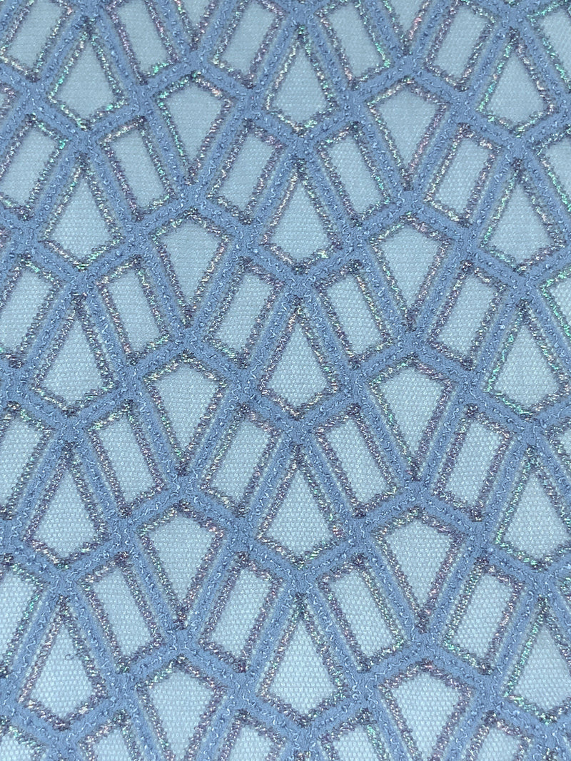 Iceberg Blue/Iridescent Polyester/Lycra Mosaic Lace Netting 42W