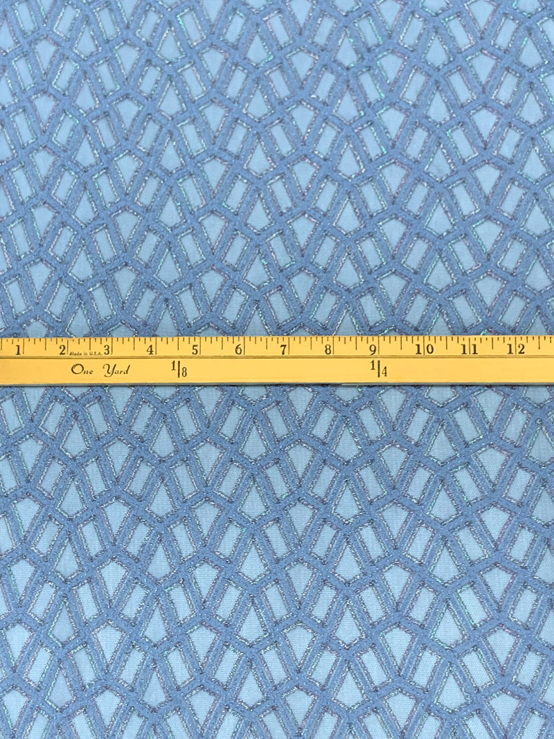 Iceberg Blue/Iridescent Polyester/Lycra Mosaic Lace Netting 42W