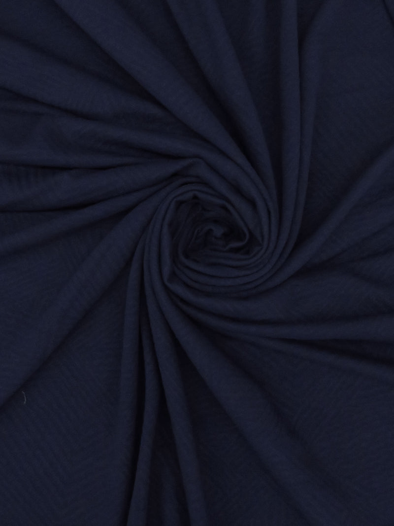 Dark Navy Blue Polyester/Rayon/Spandex Quilted Geometric Weave Jacquard Double Knit 54W