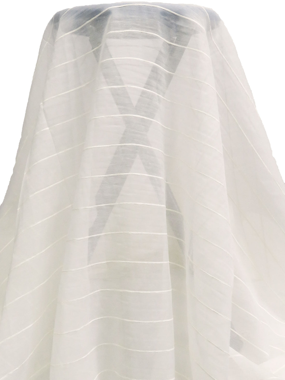 Off-White 100% Nylon Horizontal Stripe Weave Home Decor Sheer Woven 114W
