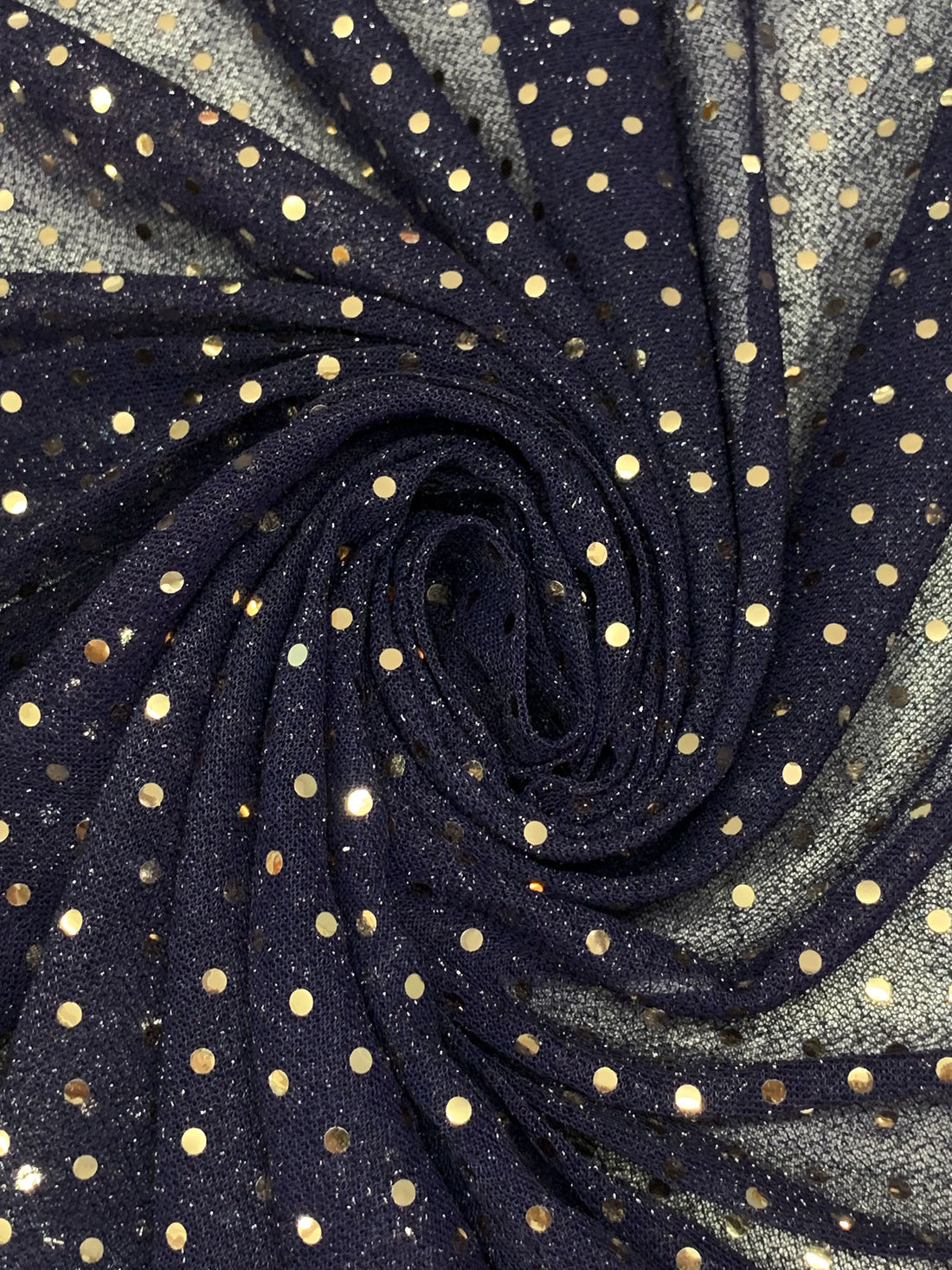 Dark Navy/Muted Gold Nylon/Metallic Fused Sequins Sheer Knit 40W