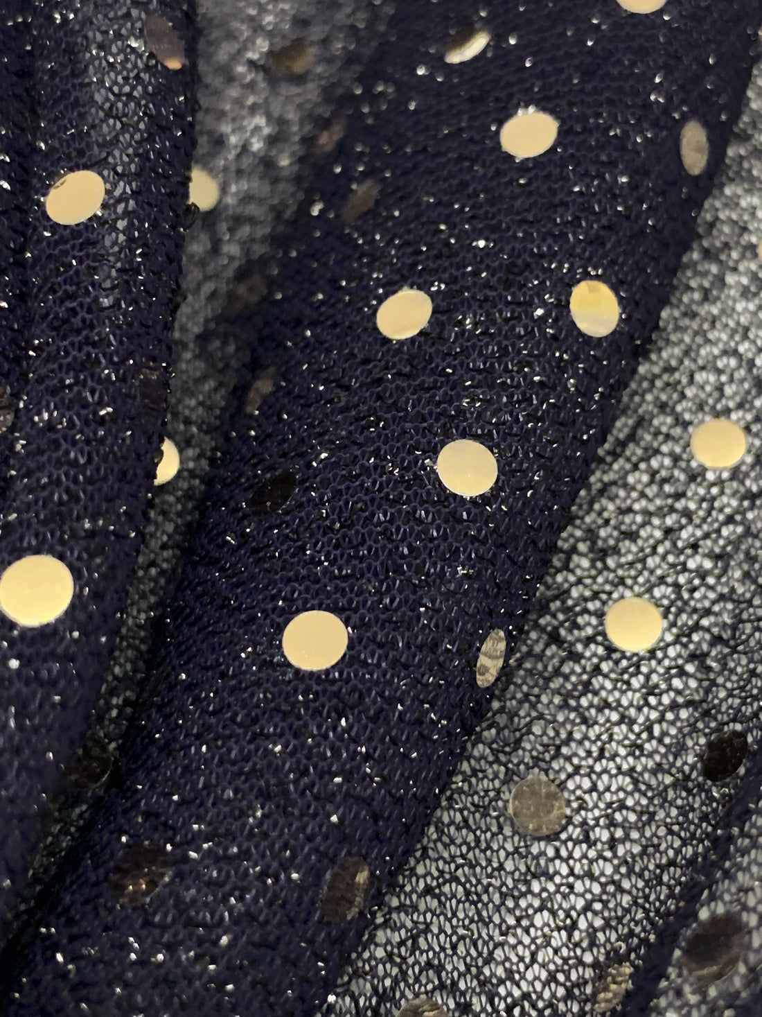 Dark Navy/Muted Gold Nylon/Metallic Fused Sequins Sheer Knit 40W