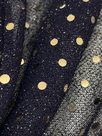Dark Navy/Muted Gold Nylon/Metallic Fused Sequins Sheer Knit 40W
