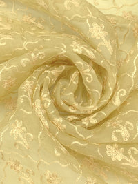 Flax 100% Polyester Wavy Grid Floral Embroidered Organza 43W