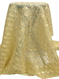 Flax 100% Polyester Wavy Grid Floral Embroidered Organza 43W