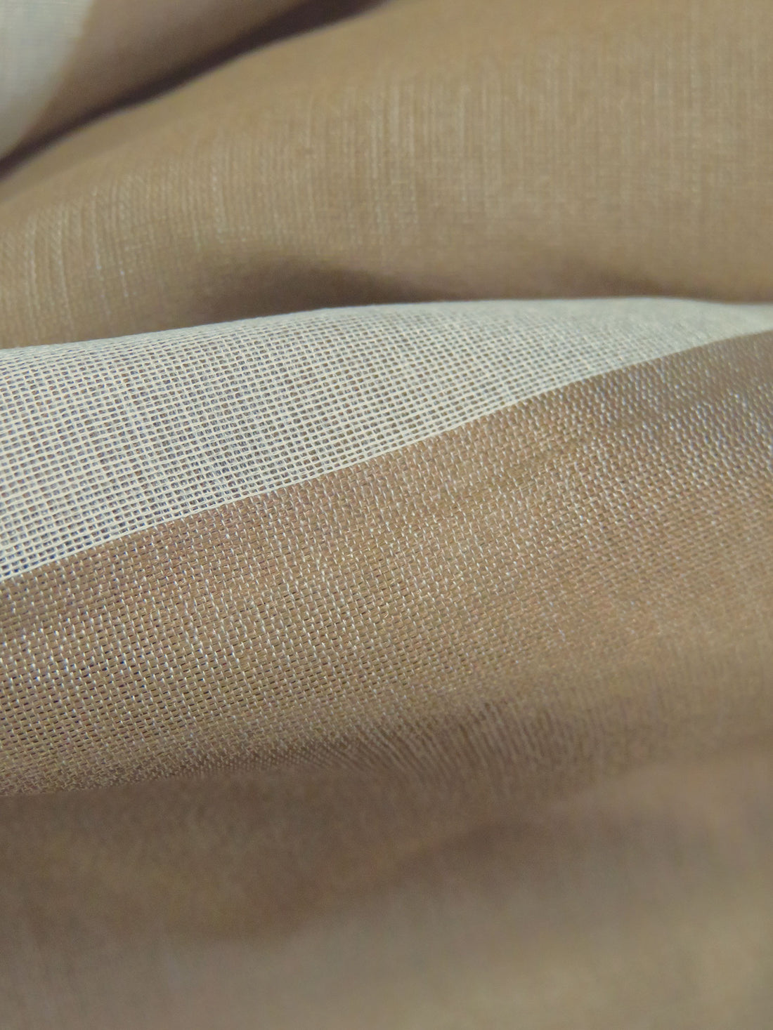 Dark Vanilla/Pale Brown 100% Silk Geometric Weave Novelty Organza-Like Woven 55W