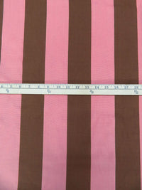 Strawberry Pink/Chocolate Bar 100% Nylon Vertical Stripe Weave Jacquard 59W