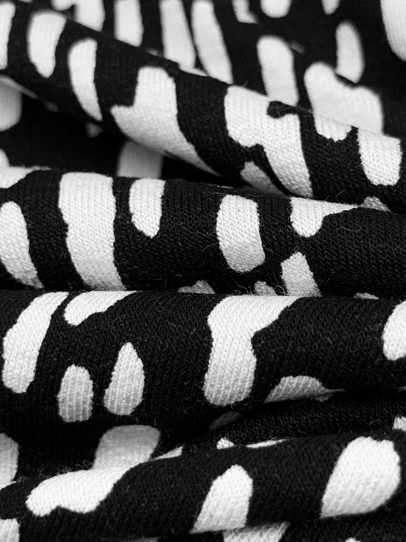 Black/White Rayon/Lycra Abstract Pebble Print Jersey Knit 58W