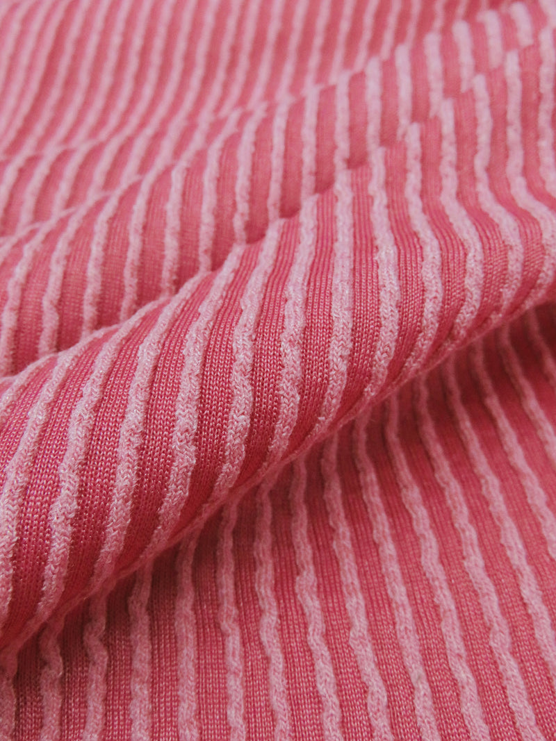 Strawberry Pink/Dusty Flamingo Polyester/Rayon/Spandex Vertical Raised Rib Knit 56W