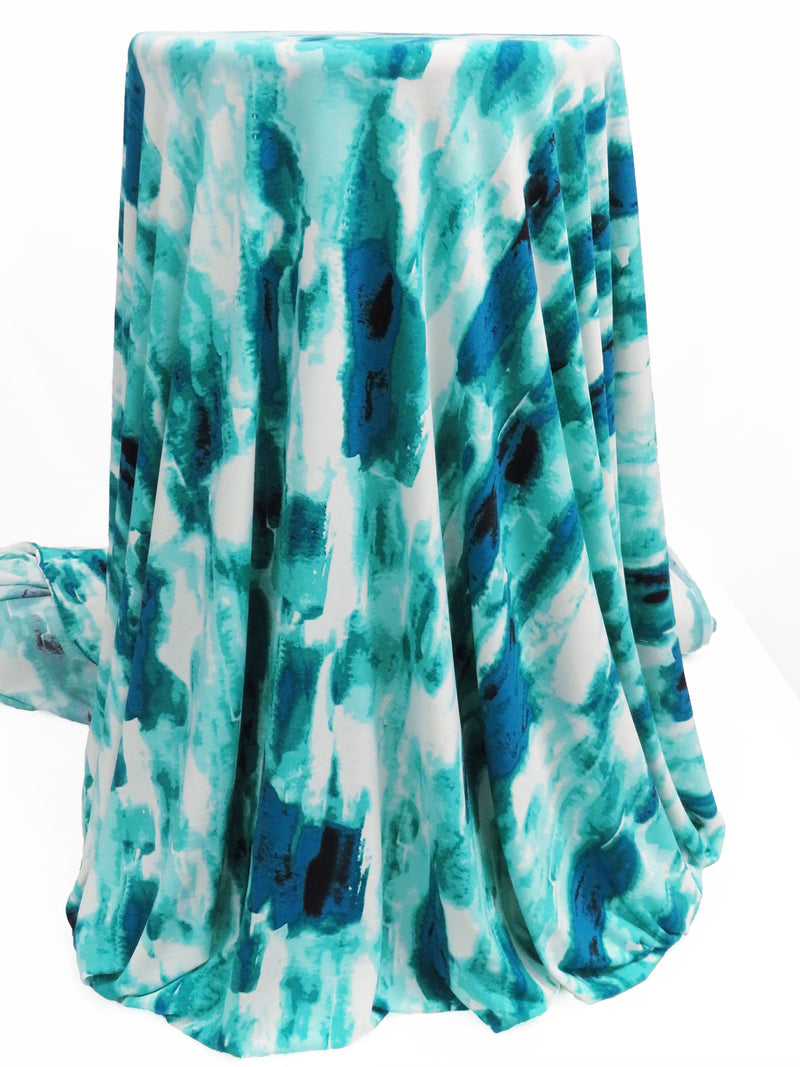 Pacific Green/Dark Cerulean/White/Multi Polyester/Lycra Tie-Dye Print ITY Knit 58W