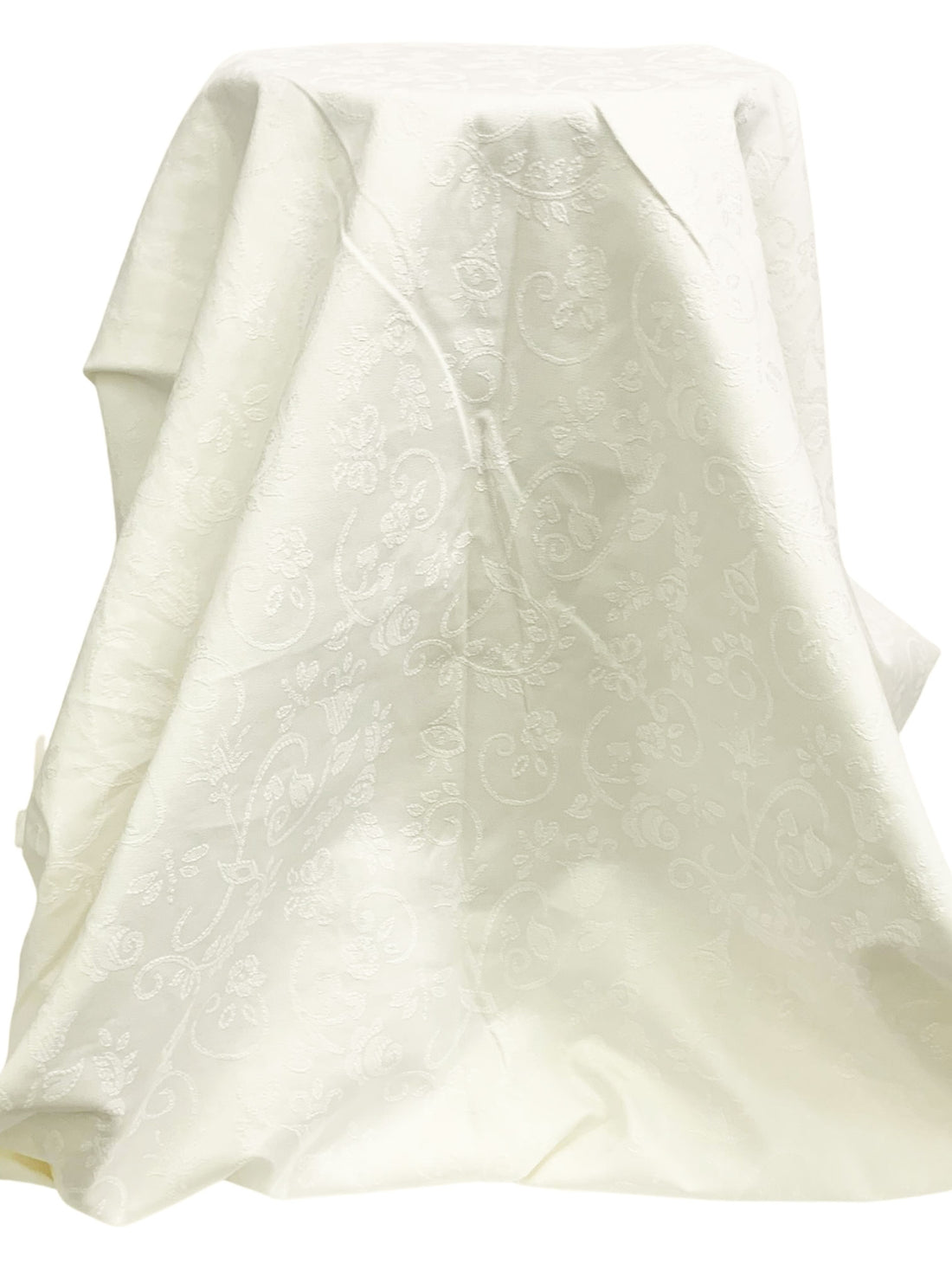 Off-White 100% Cotton Floral Scrolls Weave Jacquard Suiting 56W