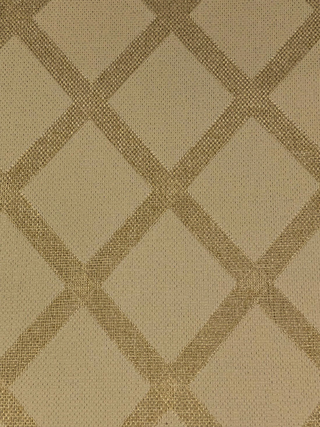 Tan/Shadow Brown 100% Nylon Large Crosshatch Design Jacquard Burlap Woven 57W