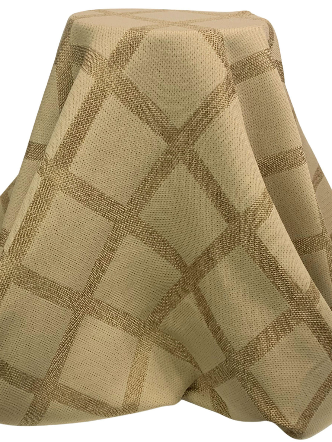 Tan/Shadow Brown 100% Nylon Large Crosshatch Design Jacquard Burlap Woven 57W