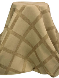 Tan/Shadow Brown 100% Nylon Large Crosshatch Design Jacquard Burlap Woven 57W