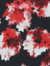 Black/Crimson/White/Dark Burgundy Polyester/Lycra Abstract Bursts With Hatched Puff Print ITY Knit 58W