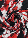 Black/Crimson/White/Dark Burgundy Polyester/Lycra Abstract Bursts With Hatched Puff Print ITY Knit 58W