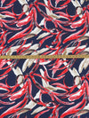 Fire Engine Red/Deep Navy/Muted Willow Brown/Multi Polyester/Lycra Abstract Print With Puff Paint ITY Knit 58W