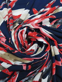 Fire Engine Red/Deep Navy/Muted Willow Brown/Multi Polyester/Lycra Abstract Print With Puff Paint ITY Knit 58W