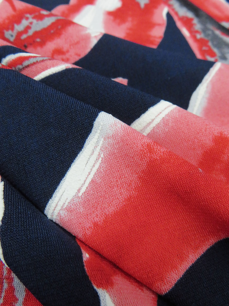 Fire Engine Red/Deep Navy/Muted Willow Brown/Multi Polyester/Lycra Abstract Print With Puff Paint ITY Knit 58W