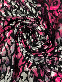 Brink Pink/Silver/Black Polyester/Spandex Animal Foil Print Activewear Knit - Elite Sportswear - 56W