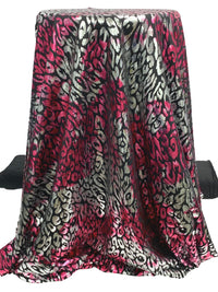 Brink Pink/Silver/Black Polyester/Spandex Animal Foil Print Activewear Knit - Elite Sportswear - 56W