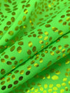 Vibrant Lemon Lime/Gold Polyester/Spandex Abstract Mini Petal Floral Burst Foil Print Activewear Knit - Elite Sportswear - 56W