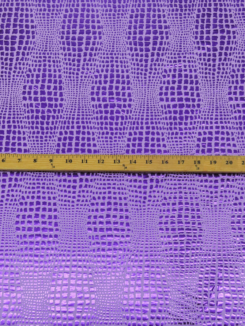 Lavender/Royal Purple Polyester/Spandex Alligator-Look Foil Print Activewear Knit - Elite Sportswear - 56W