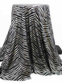 Black/Silver Polyester/Spandex Abstract Irregular Chevron Foil Print Activewear Knit - Elite Sportswear - 56W