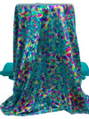 Teal Green/Multi Polyester/Spandex Novelty Foil Print Activewear Knit - Elite Sportswear - 56W