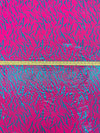 Deep Cerise/Electric Cyan Azure Polyester/Spandex Dotted Cracks Foil Print Activewear Knit - Elite Sportswear - 56W