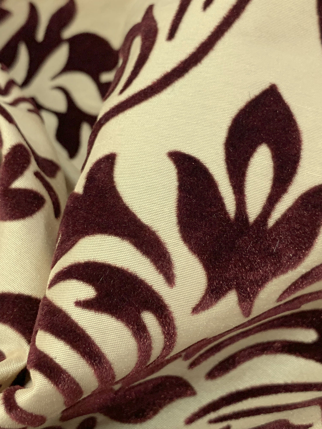 Tan/Dark Espresso 100% Polyester Flocked Damask Design Taffeta 56W