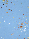 Cornflower/Silver/Gold Polyester/Lycra Star Cluster Foil Print On French Terry Knit 60W