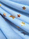Cornflower/Silver/Gold Polyester/Lycra Star Cluster Foil Print On French Terry Knit 60W