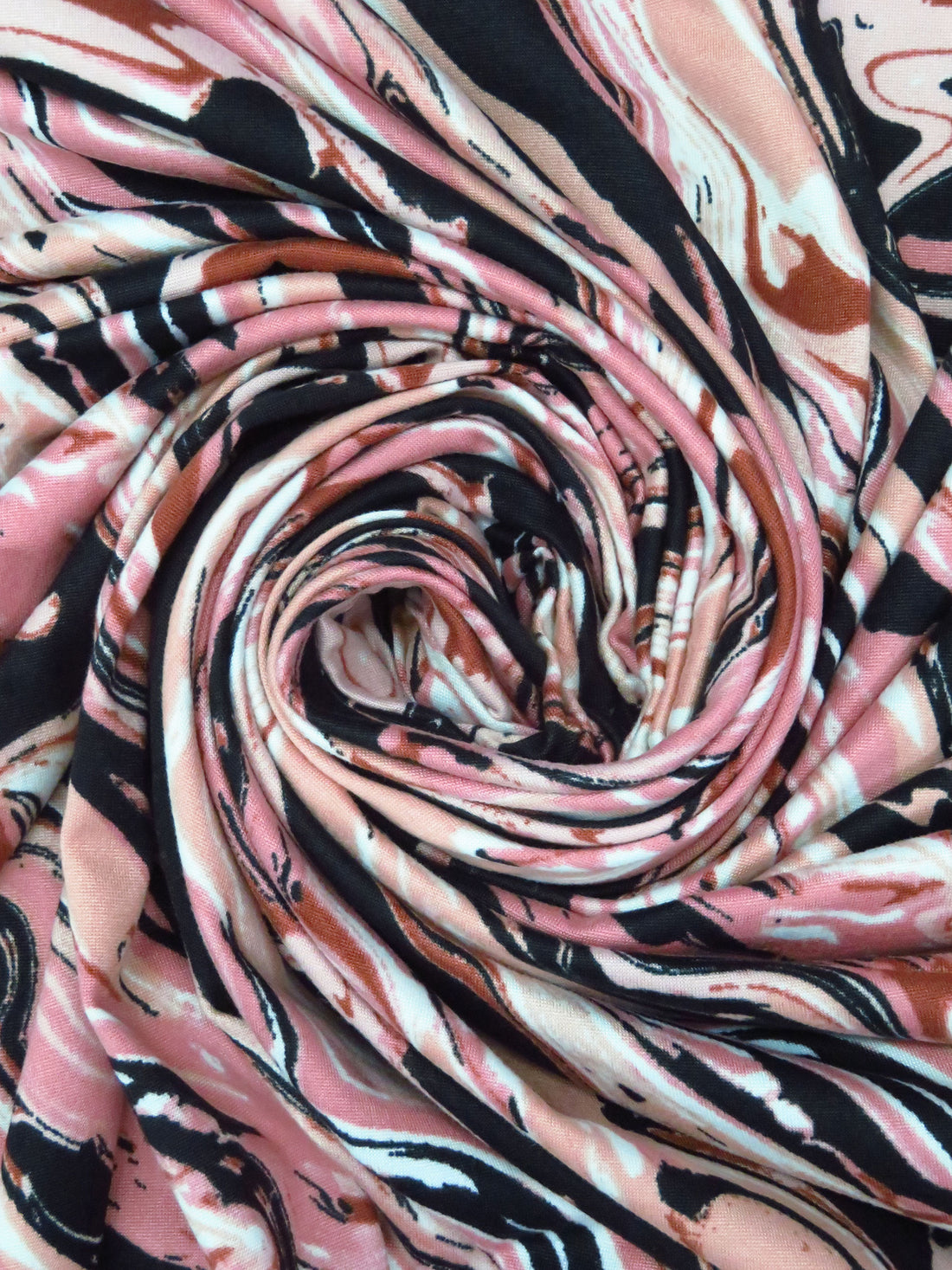 New York Pink/Shrimp/Black/Multi Polyester/Lycra Marbled Print Double Brushed Knit 60W