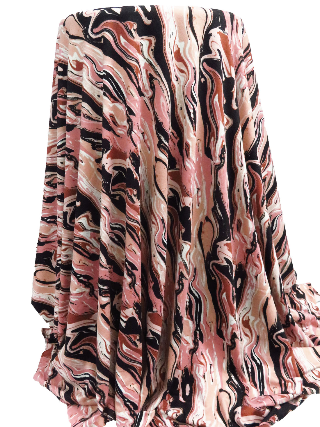 New York Pink/Shrimp/Black/Multi Polyester/Lycra Marbled Print Double Brushed Knit 60W