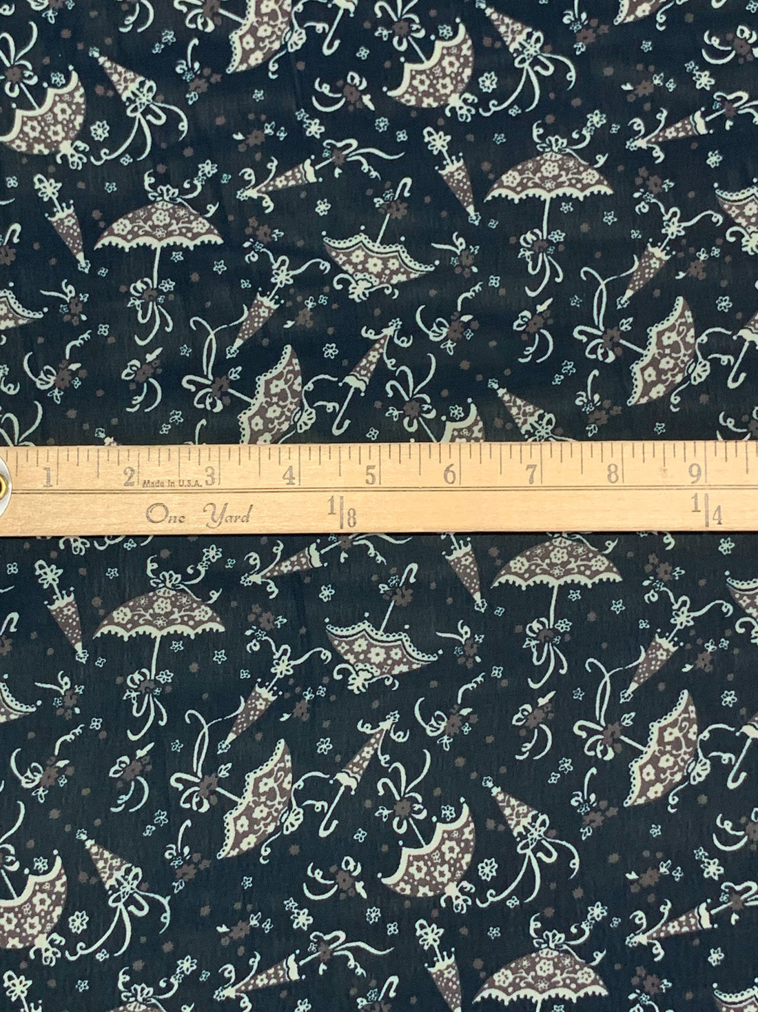 Dark Navy/Granite/White 100% Polyester Festive Umbrella Print Chiffon 57W