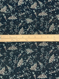 Dark Navy/Granite/White 100% Polyester Festive Umbrella Print Chiffon 57W