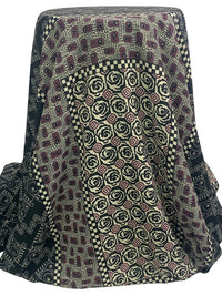 Black/Cream/Vintage Plum 100% Polyester Large Tech-Floral Print Crepe Blouse Weight Woven 48W