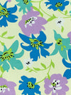 Cyan Cornflower Blue/Tropical Violet/Soft Celery/Multi 100% Cotton Stylized Floral Print Voile 56W