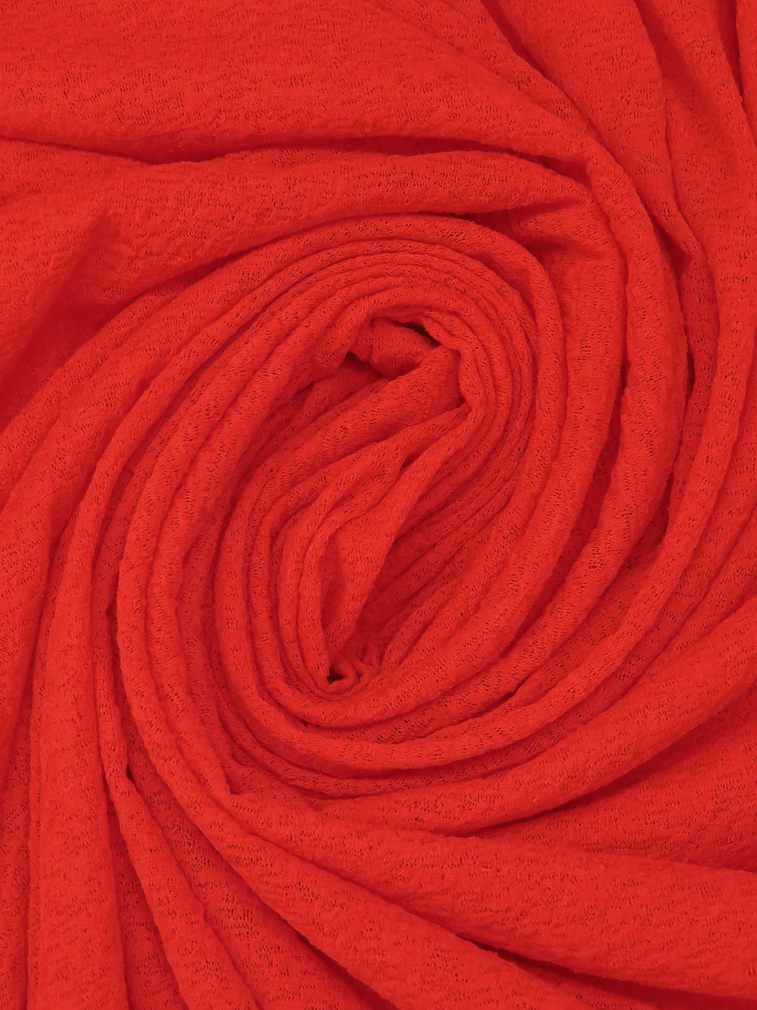 Vivid Vermilion Red Polyester/Lycra Onionskin Burnout Knit 54W