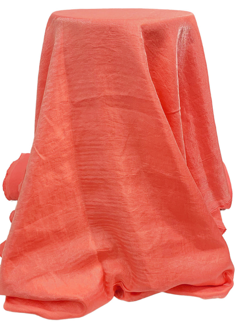 Coral Rayon/Nylon Shimmer Satin - Famous Dress Designer - 54W