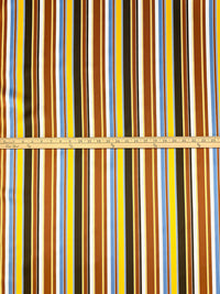 Antique Bronze/White/Vista Blue/Multi 100% Polyester Vertical Stripe Satin Coat Lining - Imported From Japan - 26W